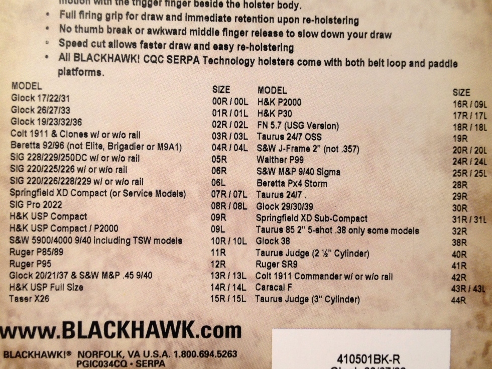 Blackhawk Serpa Holster for Glock: 26, 27, and 33. AR15 Gear 